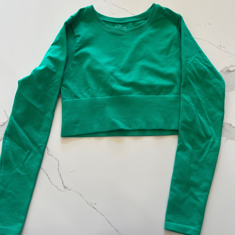 Aerie Green Long Sleeve Crop Top